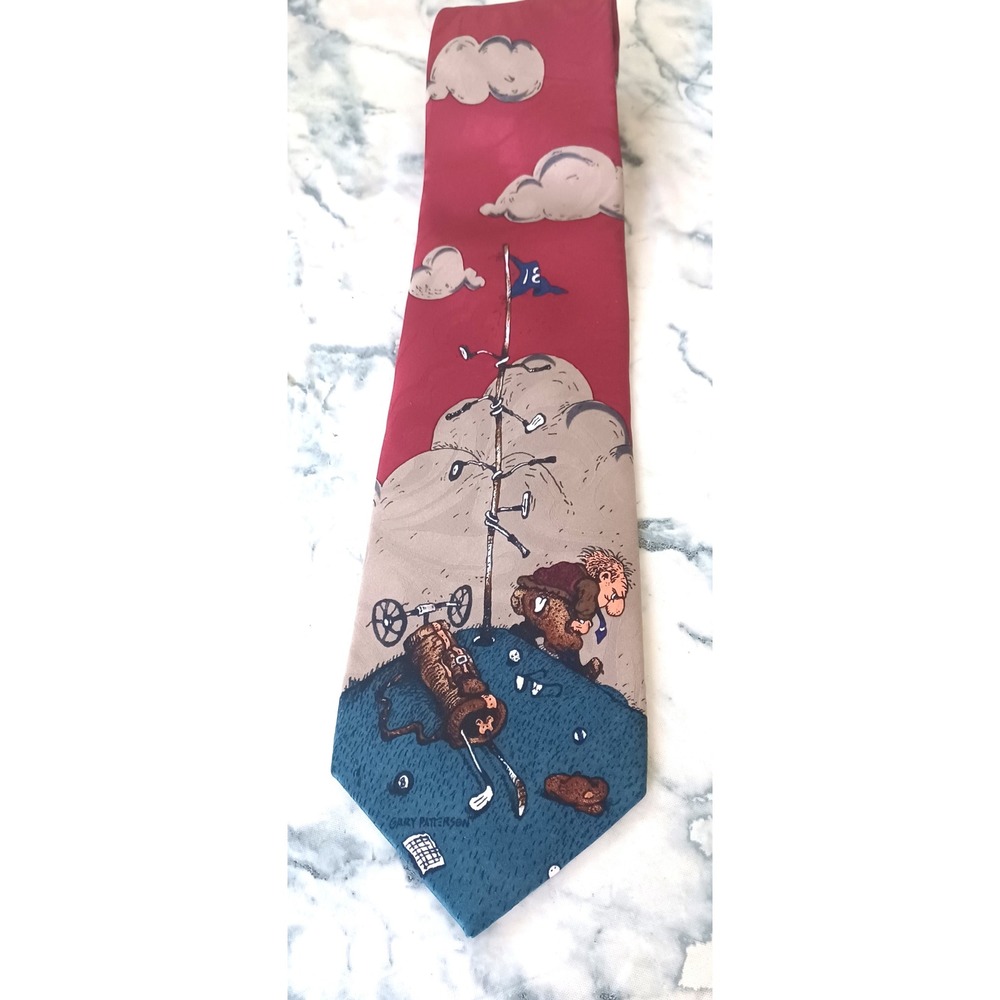 Balancine Hot Cakes Golf Necktie Red‎ Excellent Gary Patterson Novelty Print USA